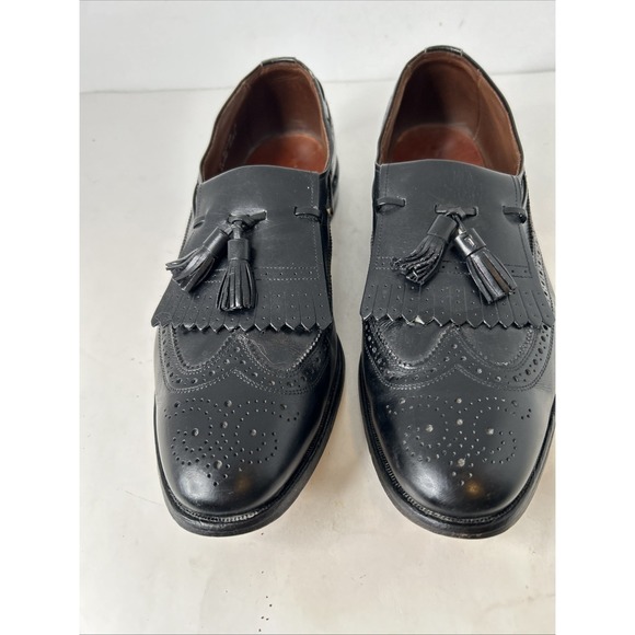 Allen Edmonds Size 13 B Black Leather Arlington Wingtip Kiltie Tassel Loafers